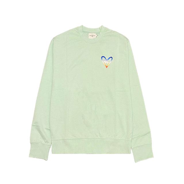 Maison Kitsune Gradient Heart Fox Logo Sweatshirt Mist Green IU00350 KM0021 P322