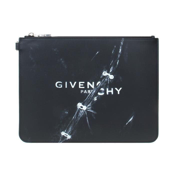 GIVENCHY Black Leather Triomphe Large Clutch Bag