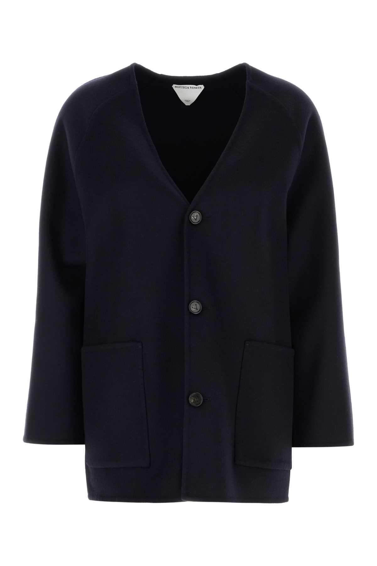 Bottega Veneta Blue Knit Wool Coat