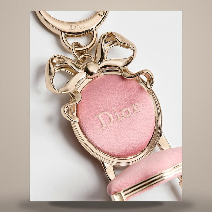 DIOR Gold-Finish Metal Icon Bag Charm Pink Keyring