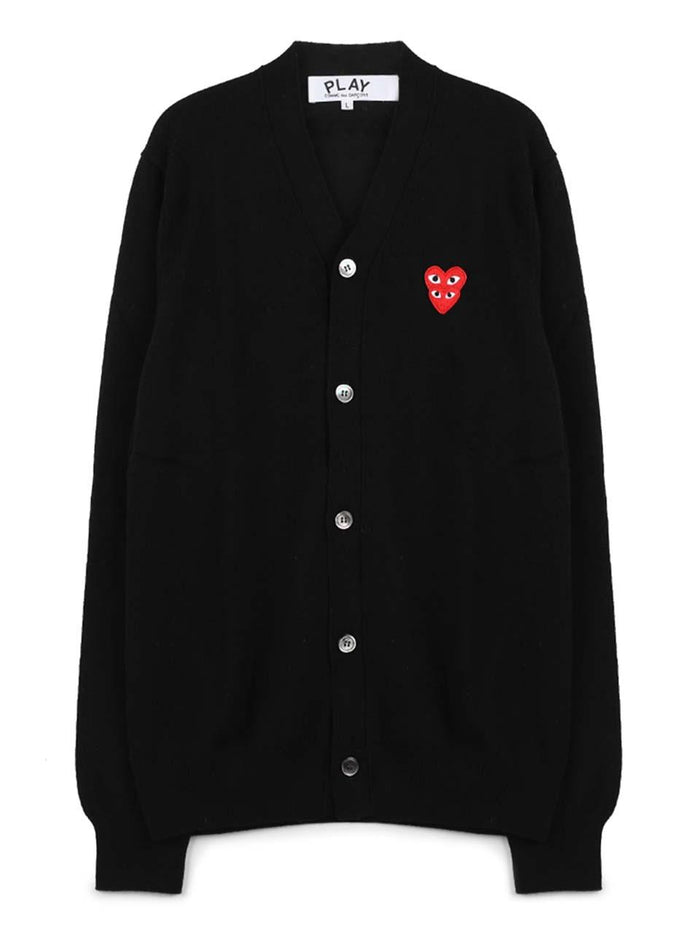 Comme des Garcons Double Red Heart Patch Cardigan Unisex Knit AX N076 051
