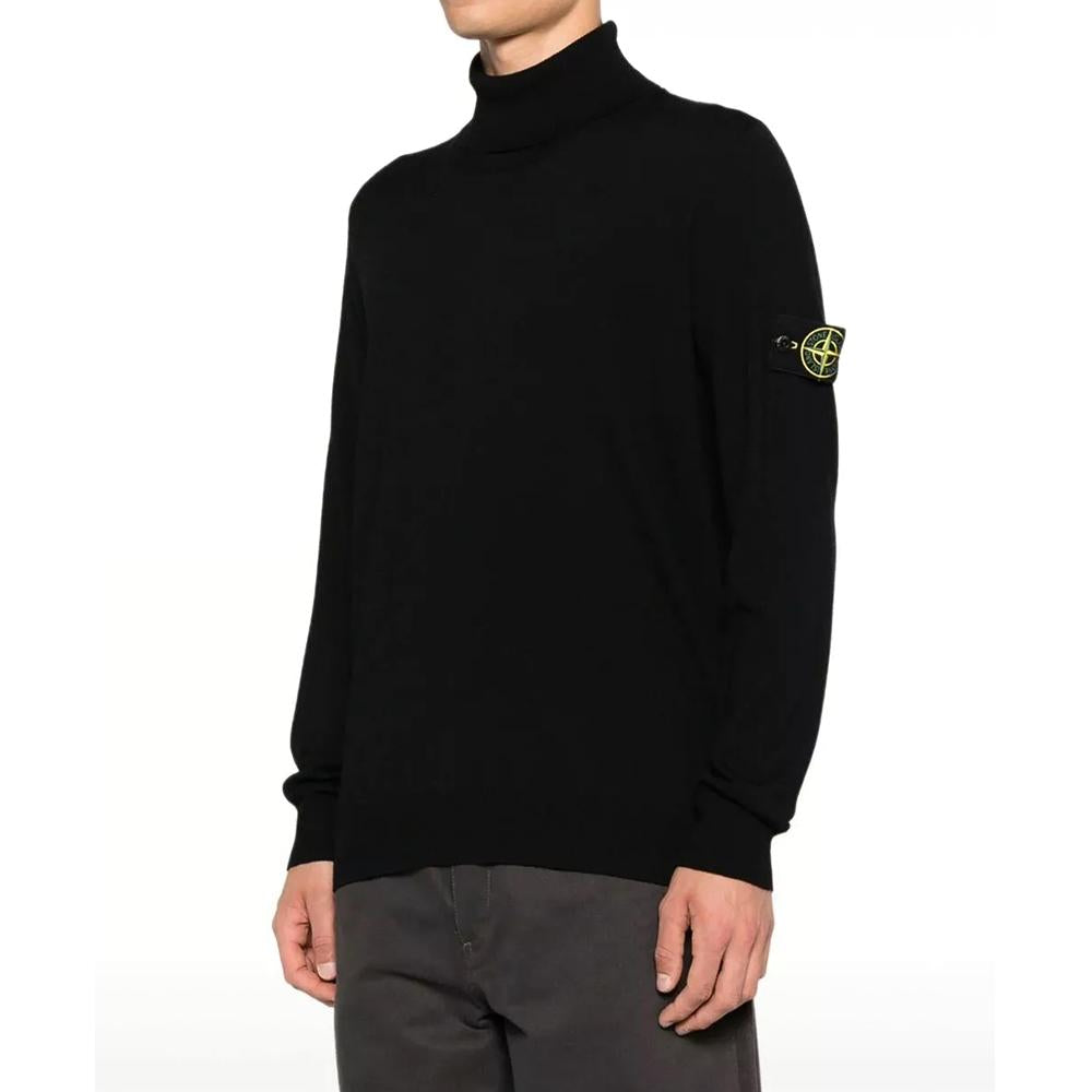 STONE ISLAND Lightweight RWS Pure Wool Turtleneck Sweater Black