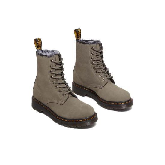 Dr.Martens Black Leather Lace-Up Combat Boots 30953059 GREY DOM