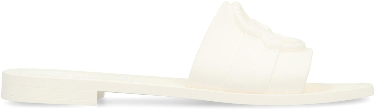 Moncler Leather Logo Slide Sandals White Women’s Slippers