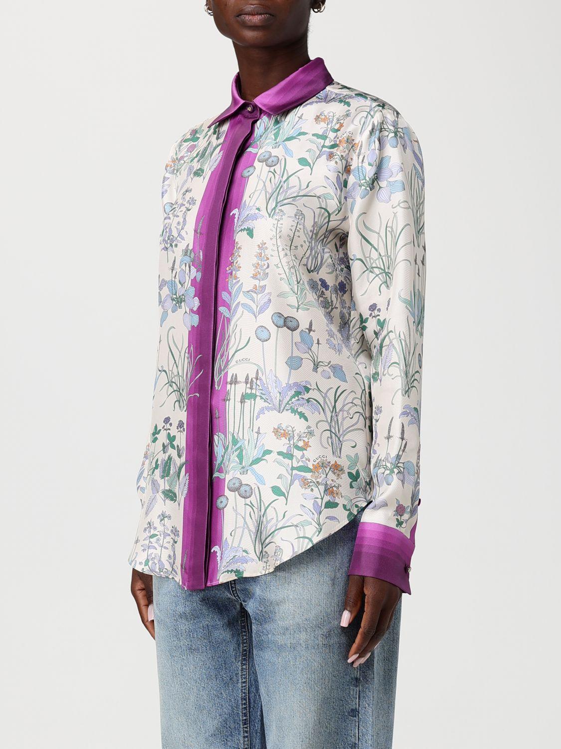 GUCCI Long Sleeve Button-Up Shirt Women’s Cotton Blend Ivory