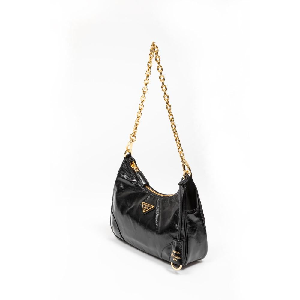 PRADA Re-Edition Leather Hobo Shoulder Bag for Women 1BH204 2CYR F0002