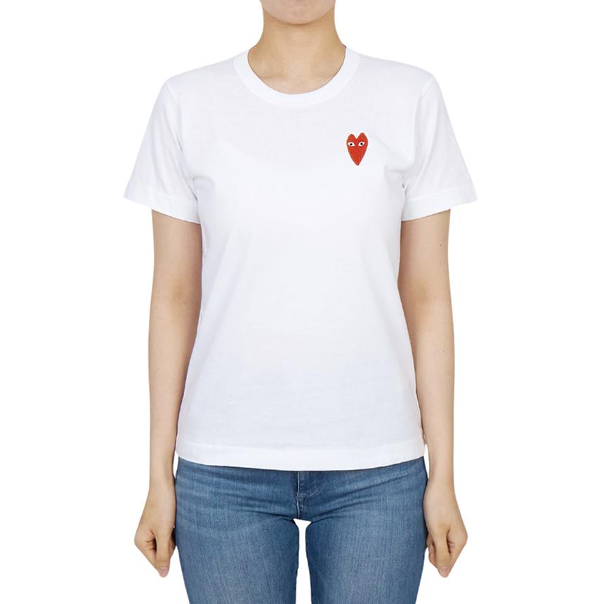 Comme des Garcons Long Red Heart Patch Short Sleeve T-Shirt Unisex AZ T229 051 3