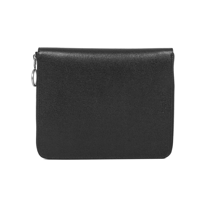OFF WHITE Diag Black Leather Clutch Bag