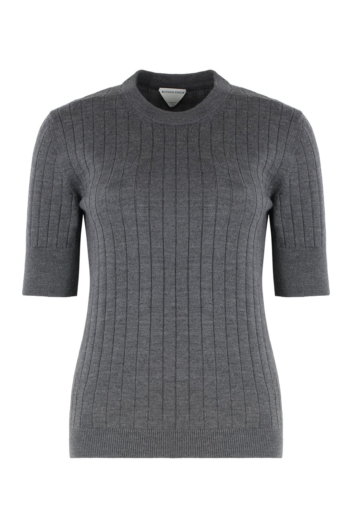 Bottega Veneta Gray Wool Knit T-Shirt Sweater Top for Women