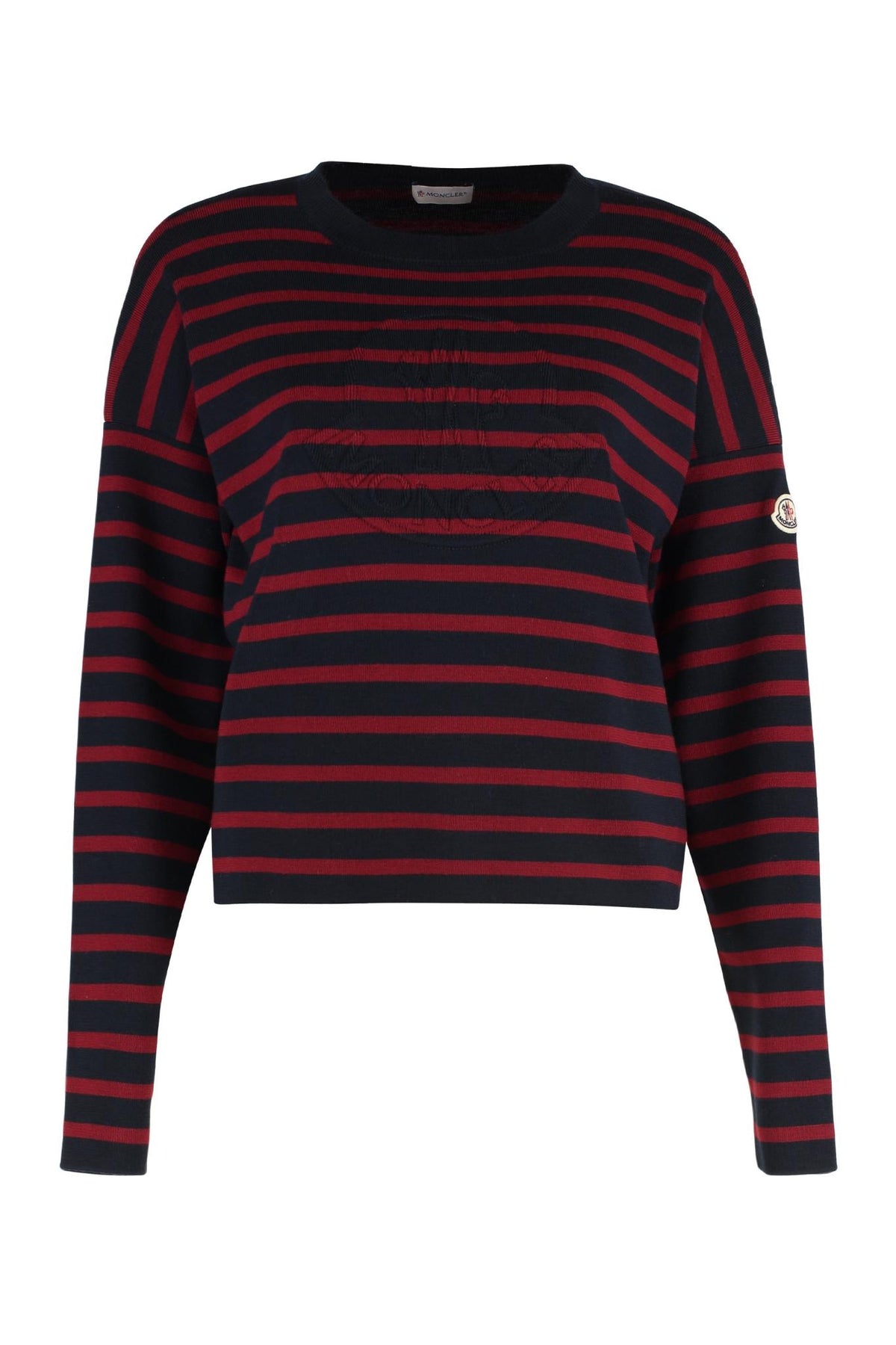 Moncler Blue Wool Round-Neck Knit Sweater