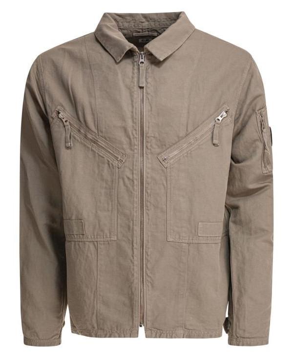 CP Company Cotton Linen Full Zip Overshirt Jacket for Men