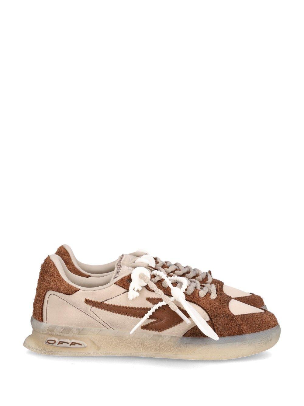 OFF WHITE Beige Leather Low-Top Sneakers