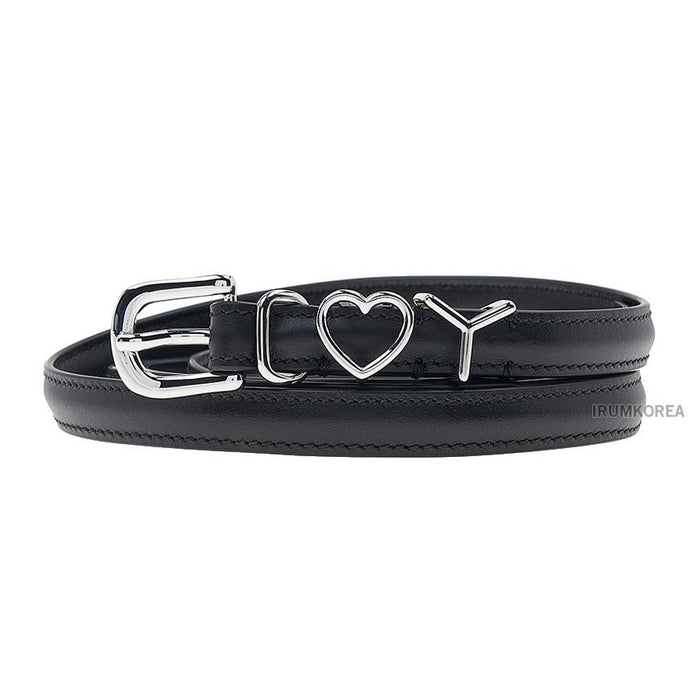 Y PROJECT Black Silver Y Love Buckle Leather Belt