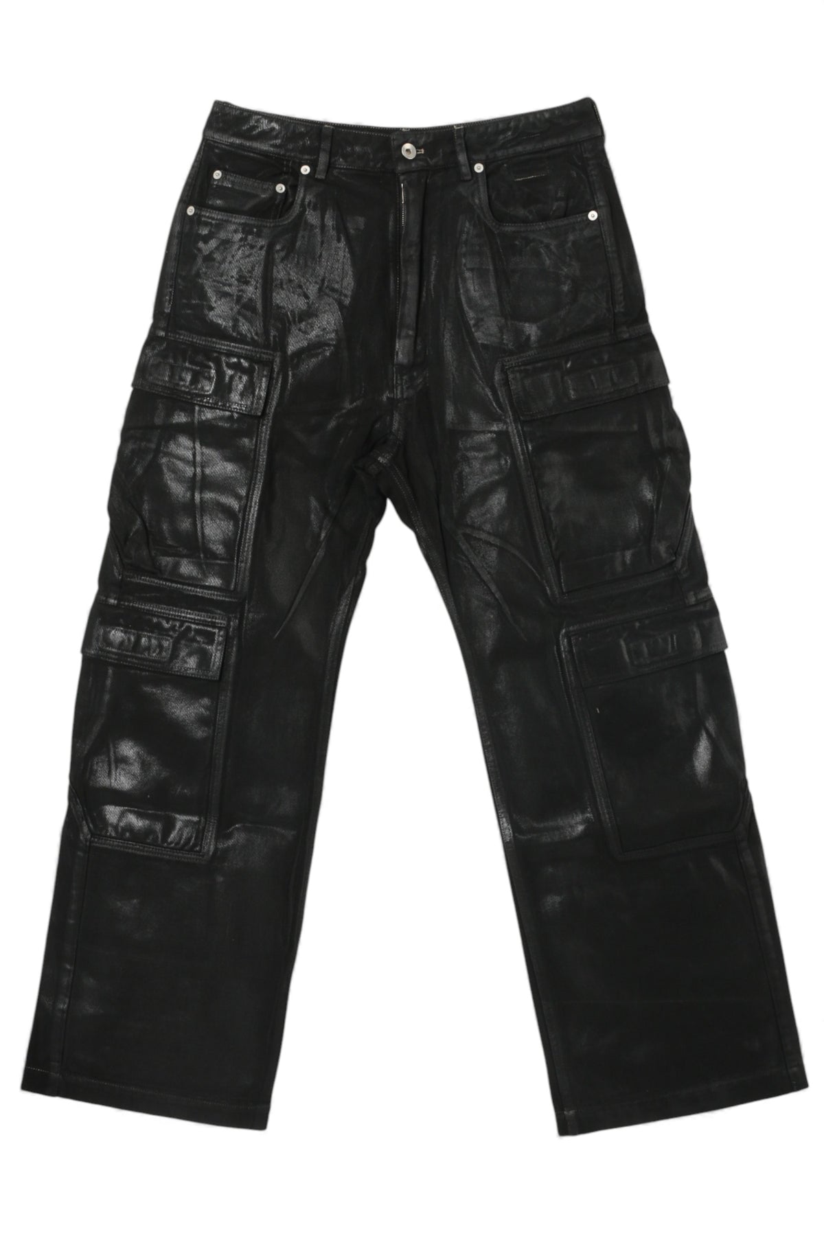 Rick Owens DRKSHDW Black Foil Denim Double Cargo Jeans DU01E3361 DCF 09