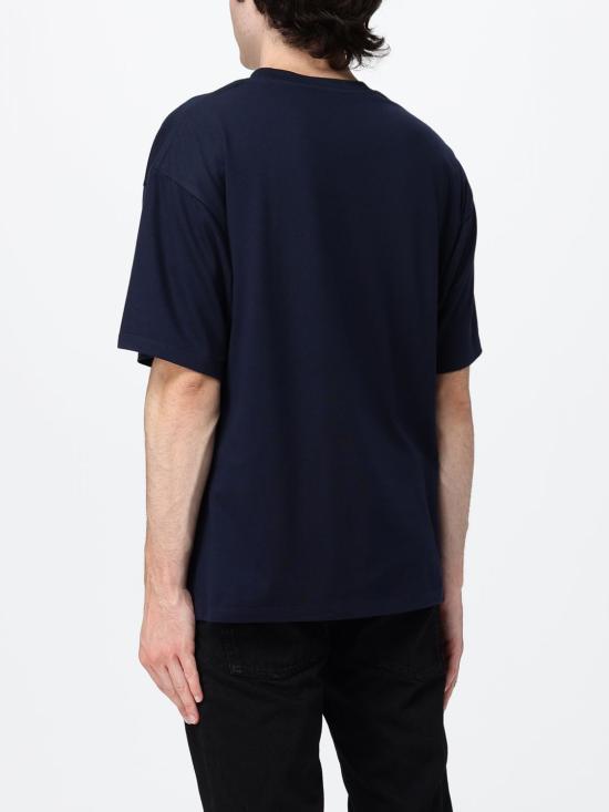 Saint Laurent Logo Cotton Crewneck T-Shirt Navy Men