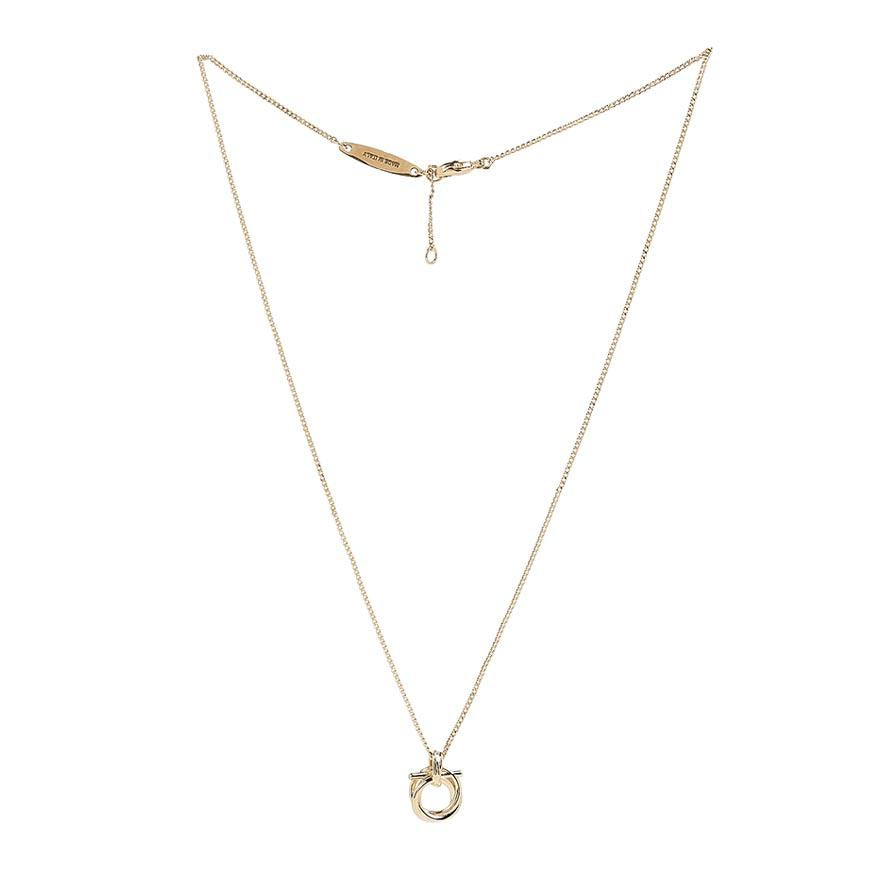 Ferragamo Gancini Pendant Necklace for Women Gold Tone