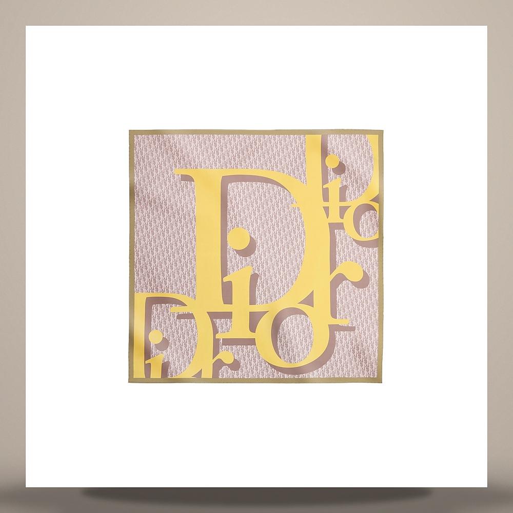 DIOR Pink Yellow Silk Twill 70 Square Scarf 62TC070S6055C415
