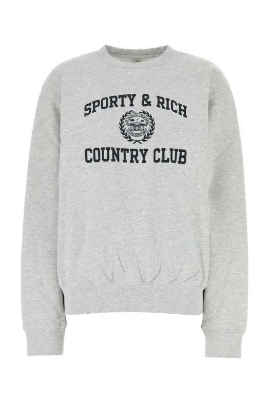 SPORTY&RICH Heather Gray Navy Long Sleeve Sweatshirt ST071516218 GY03