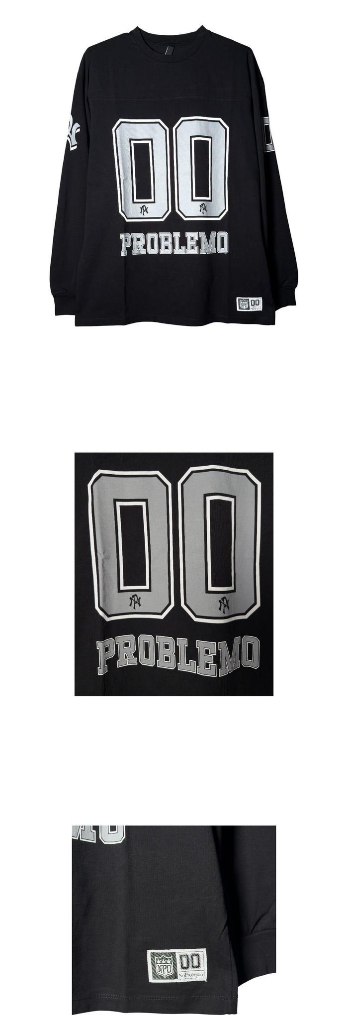 NO PROBLEMO Black Cotton Jersey Long Sleeve T-Shirt