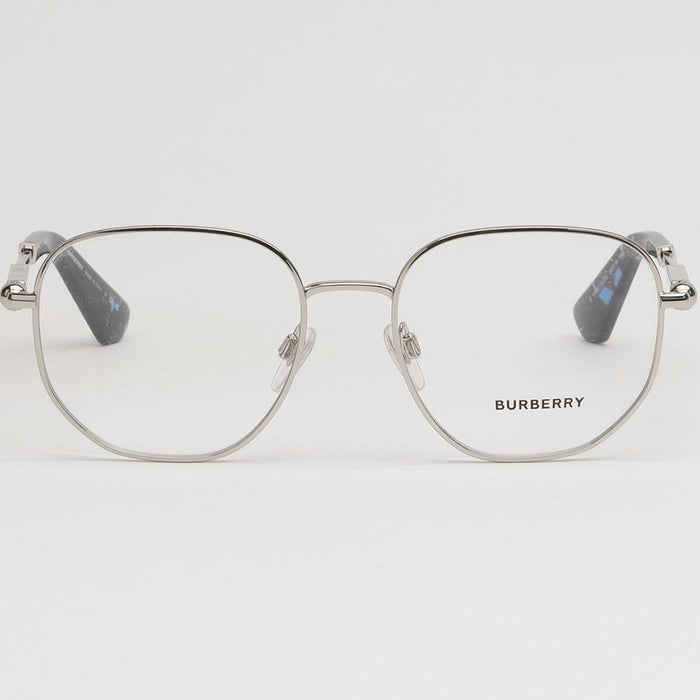 BURBERRY Silver Metal Rectangle Eyeglass Frame Unisex Accessories BE1385 1005