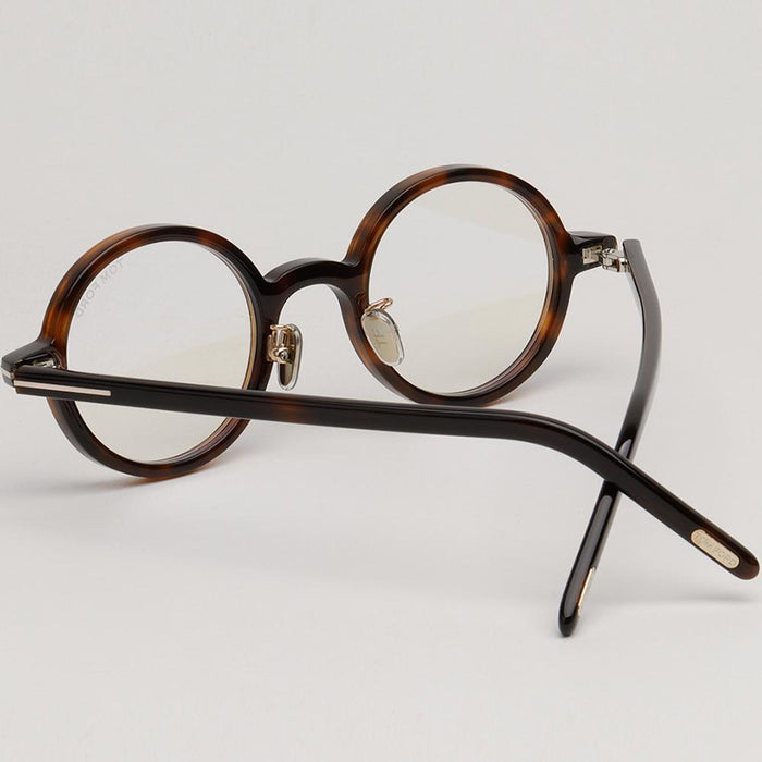 TOM FORD Blue Light Blocking Round Horn-Rim Eyeglasses Leopard Asi TF5856 DB 052