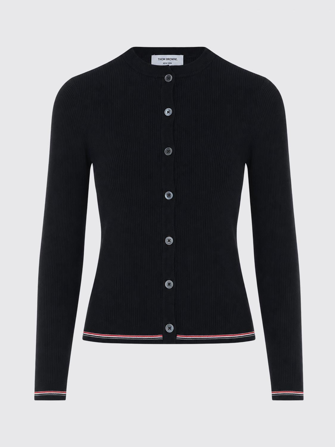 THOM BROWNE Black Wool Knit Cardigan