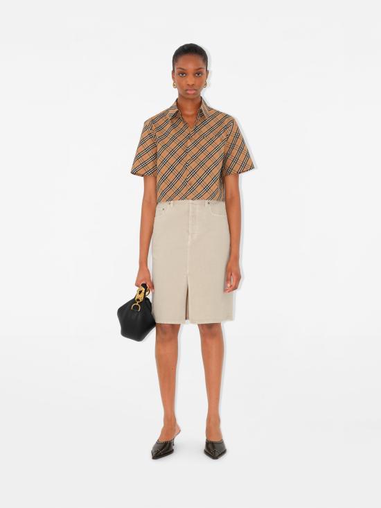 BURBERRY Cropped Shirt Women’s Blouse 8106190 SAND DOM