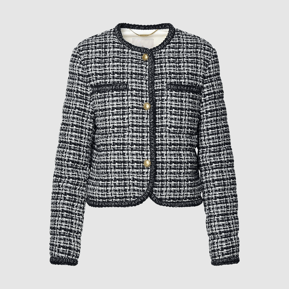 Moncler Women's Short Tweed Down Puffer Jacket 1A00052 597II F70