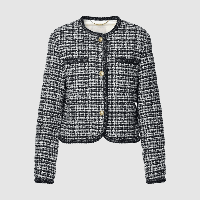 Moncler Women's Short Tweed Down Puffer Jacket 1A00052 597II F70