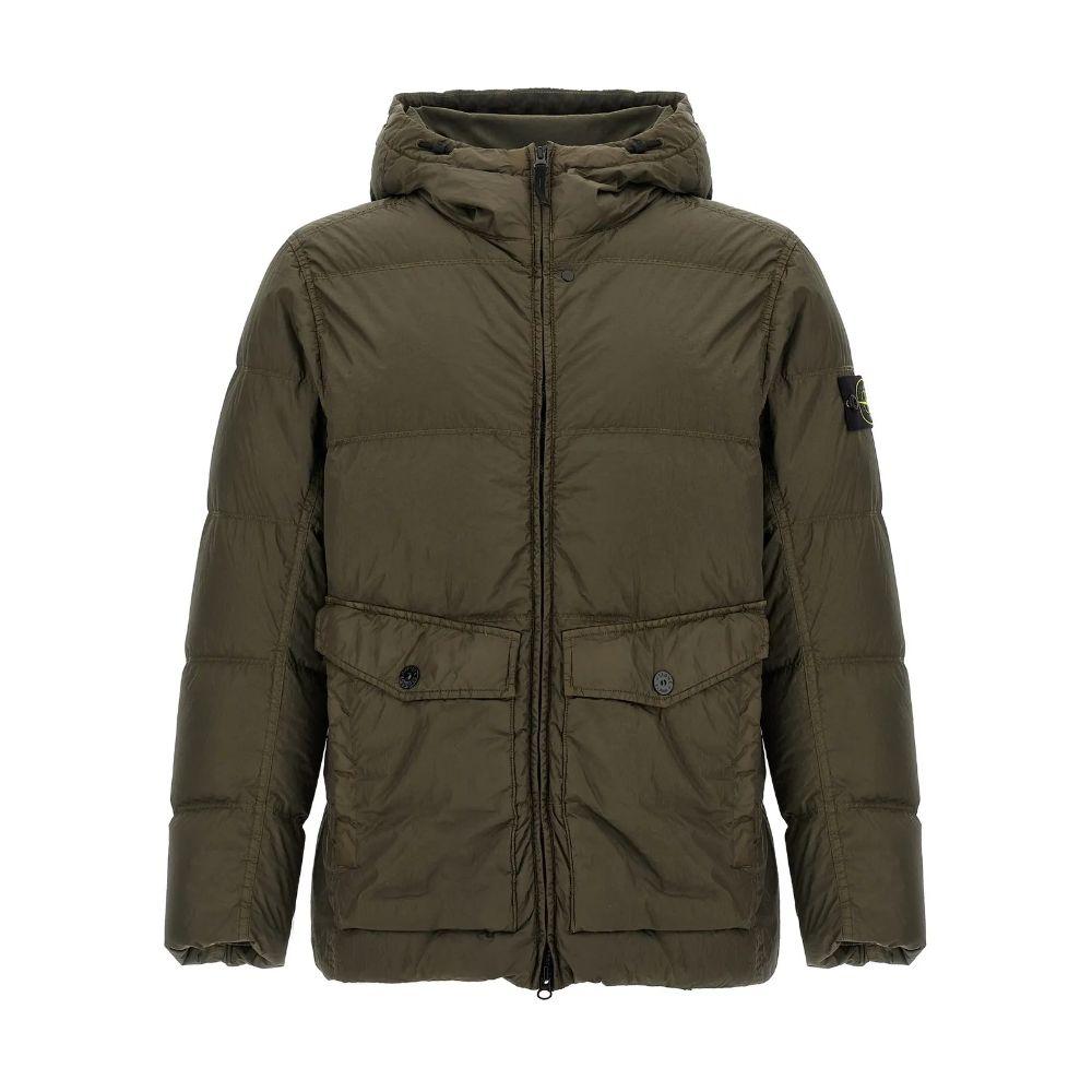 STONE ISLAND Crinkle Reps Hooded Down Puffer Jacket Military 4100011 S0A23 V0054