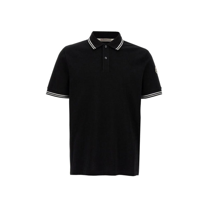 Moncler Logo Patch Black Polo Shirt for Men 8A000 07 89A16 999