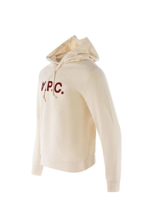 A.P.C. Ecru Cotton Logo Hoodie Sweatshirt COHBNM27908ALG ECRU