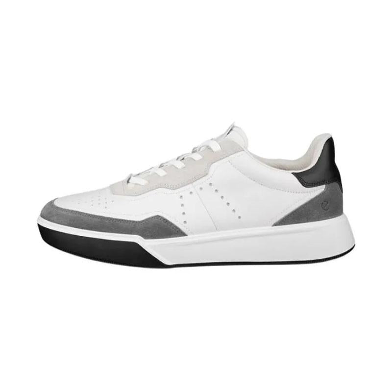 ecco Street Court White Leather Low-Top Sneakers for Men