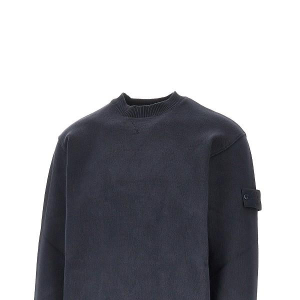 STONE ISLAND Wool Round Neck Knit Sweater Black Men