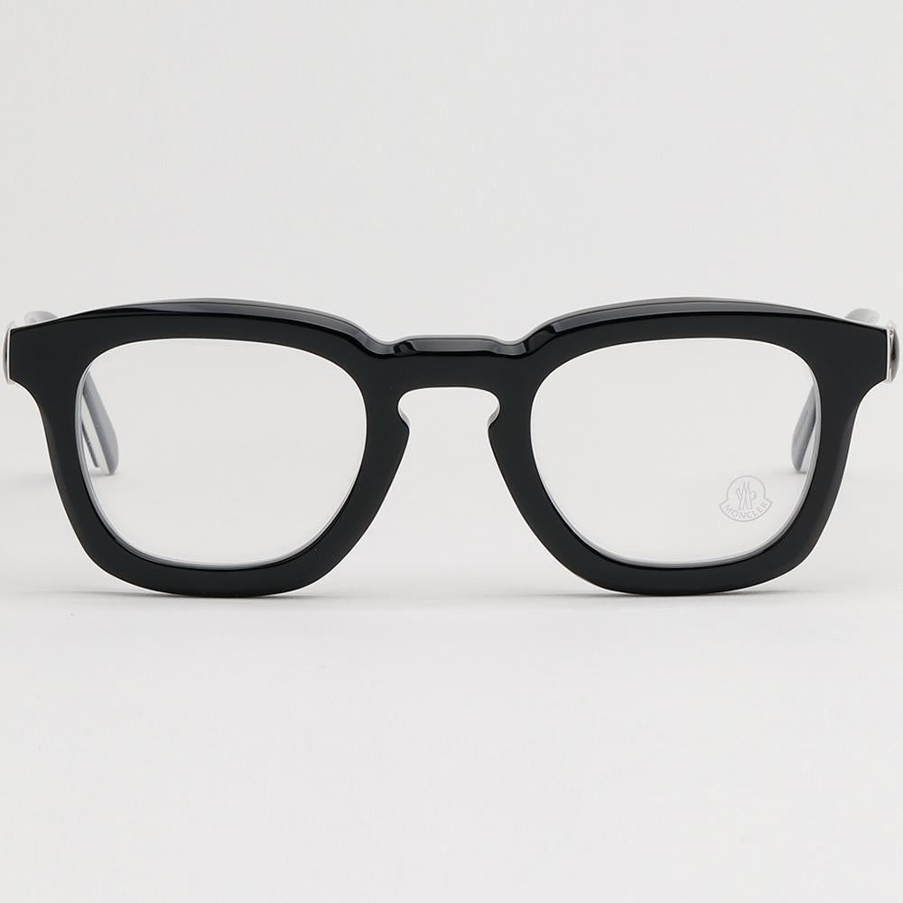 Moncler Black Thick Acetate Rectangular Eyeglass Frames Unisex ML5195 001