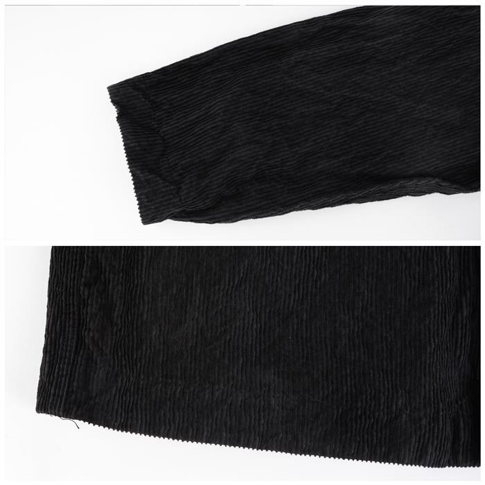 STONE ISLAND Corduroy Shirt with Logo Patch Black Long Sleeve Men