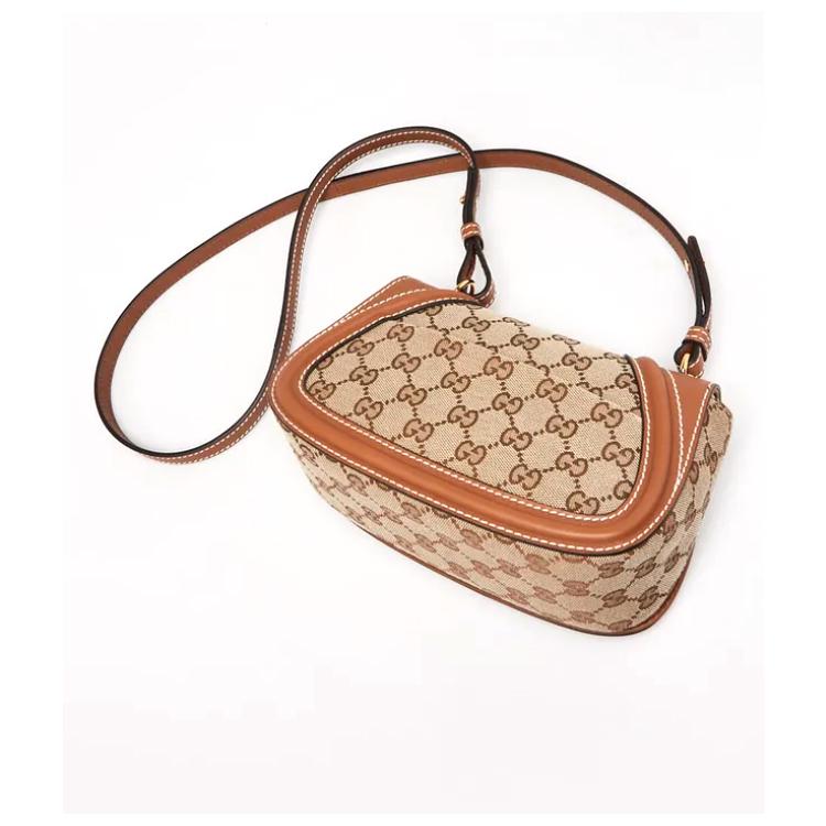 GUCCI Blondie Mini Leather Shoulder Bag Brown