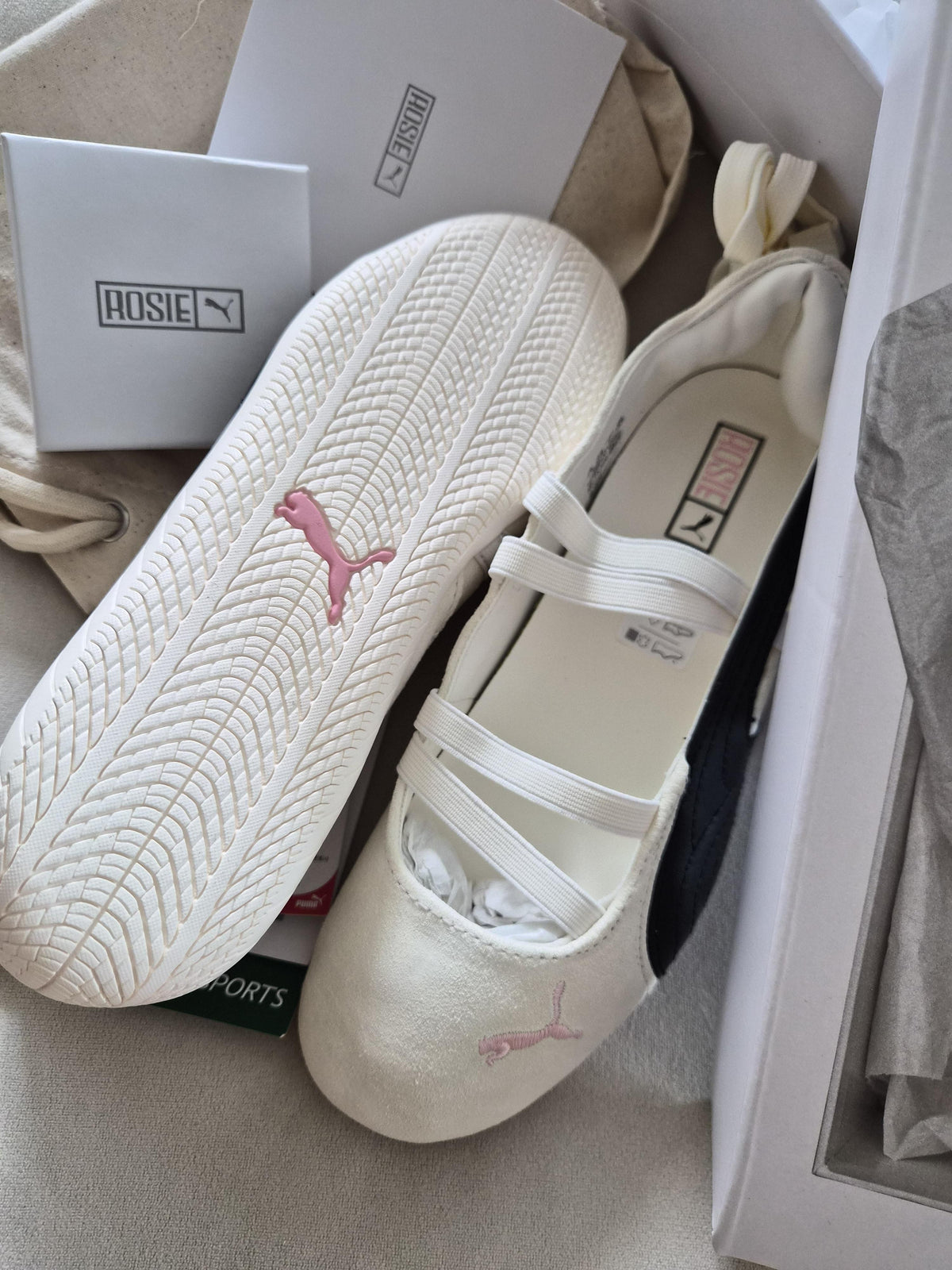 PUMA x ROSE Speedcat Ballet SD Warm White Black Low Top Sneakers 404395 01