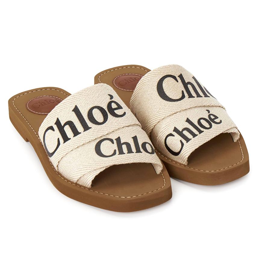 Chloe Woody Logo Canvas Slide Sandals CHC22U188Z3 101