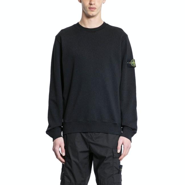 STONE ISLAND Black Cotton Crewneck Sweatshirt for Men