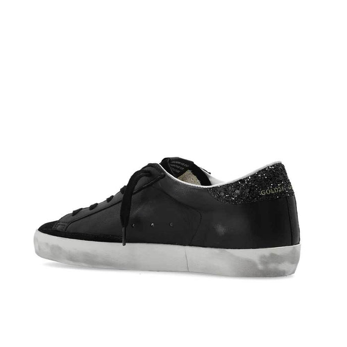 GOLDEN GOOSE Superstar Women's Black Glitter Heel Tab Low Top Sneakers