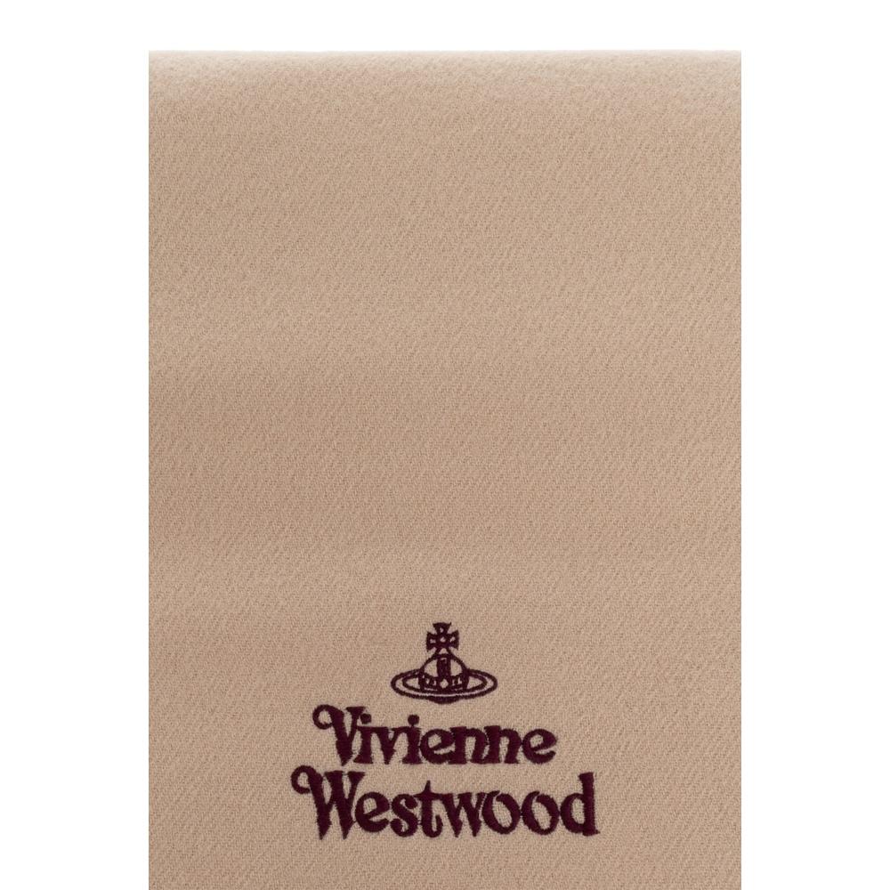Vivienne Westwood Logo Wool Scarf Navy Unisex