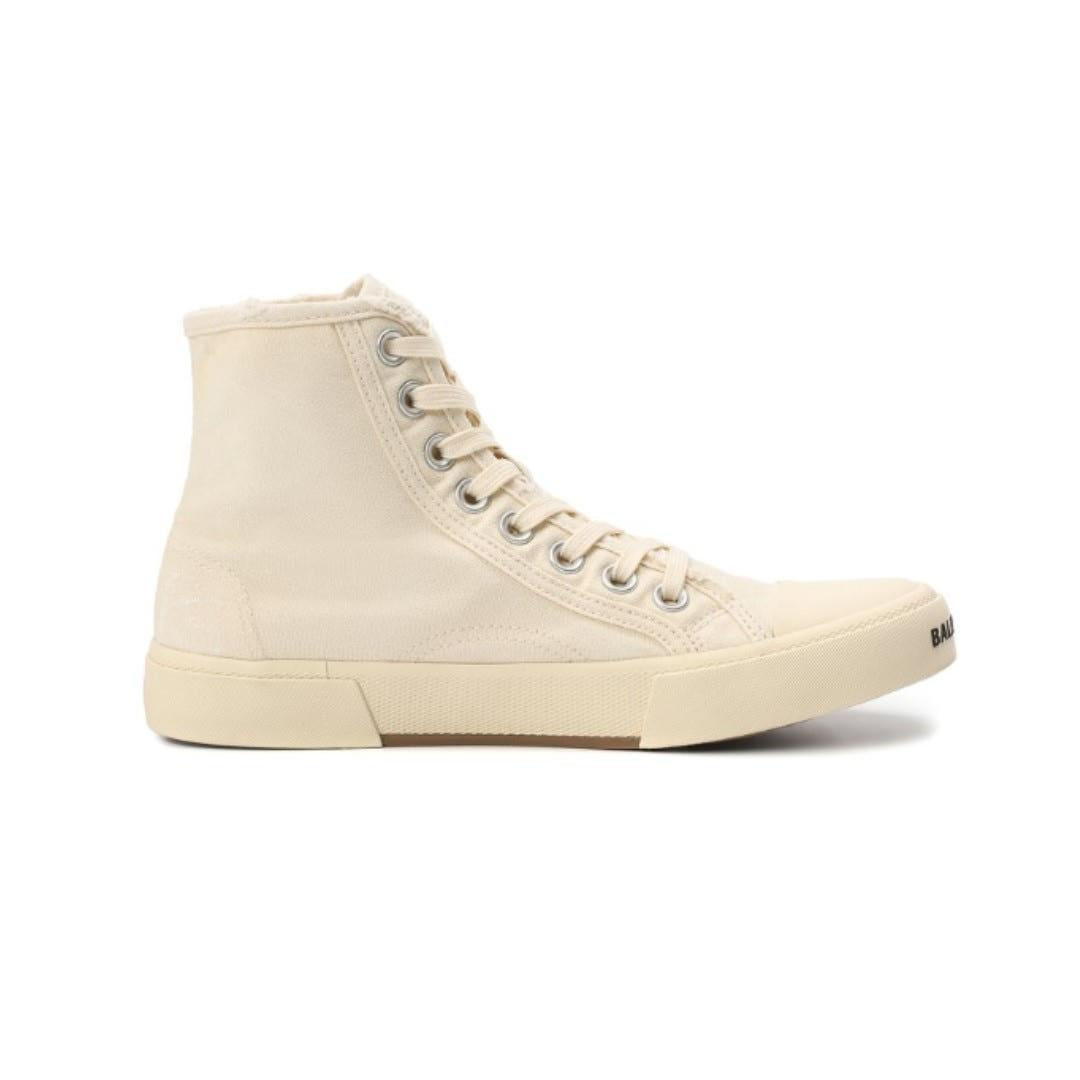 BALENCIAGA Paris High-Top Sneakers Women Ivory Canvas Shoes