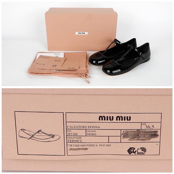Miu Miu Patent Leather Ballerina Flats 5F136E 069 F0002