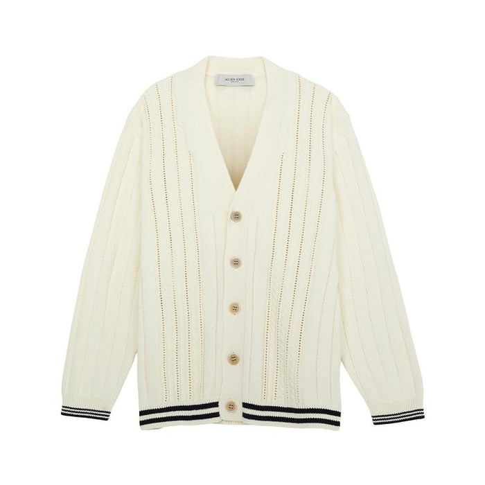 GOLDEN GOOSE Men’s Knit Cardigan Ivory Wool Blend