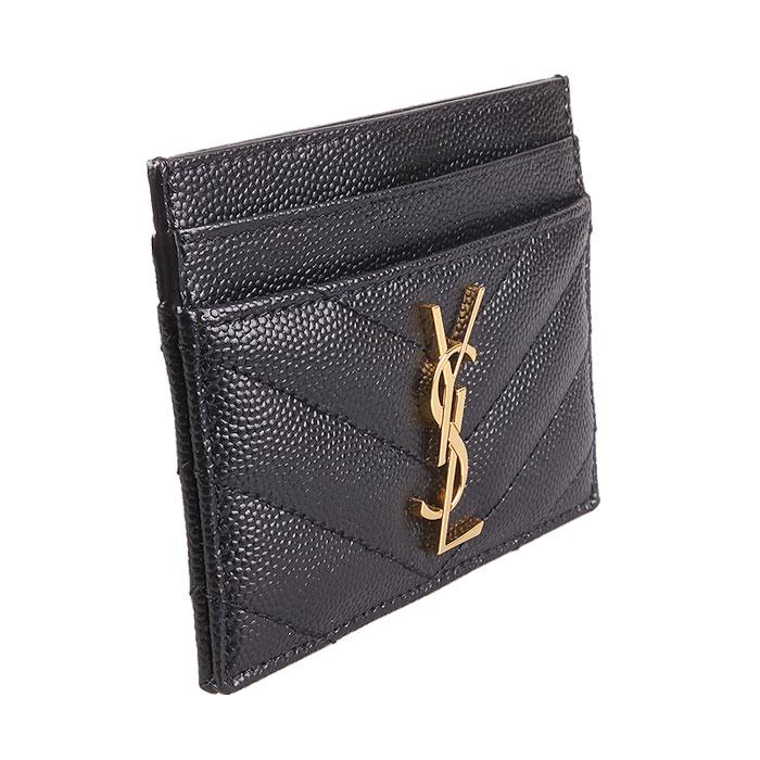 Saint Laurent Gold-Tone Cassandre Matelassé Leather Card Holder