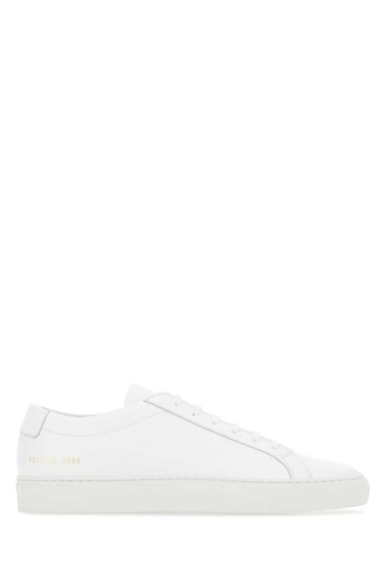Common Projects All White Leather Achilles Sneakers 15280506 WHITE DOM