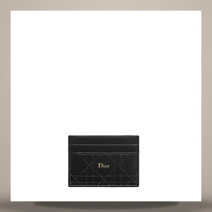 DIOR Trianon Freesia Black Cannage Lambskin Flat Card Holder