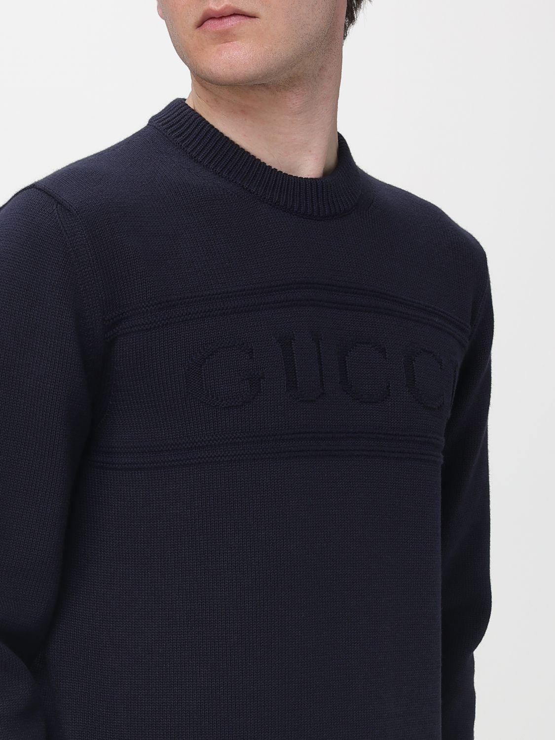 GUCCI Blue Wool Round Neck Knit Sweater for Men