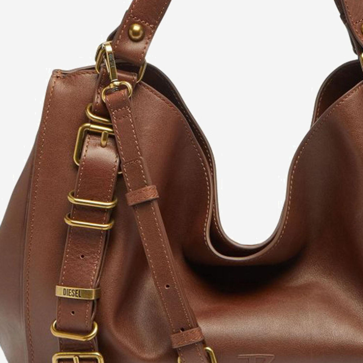 DIESEL Brown Leather Tote Shoulder Bag